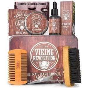 Ultimate Grooming Kit for Men - Boar Brush, Wood Comb, Sandalwood Balm & Oil